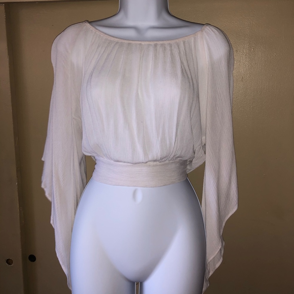 White crop top backless blouse